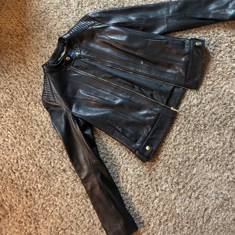 Cole Haan leather moto jacket, size medium